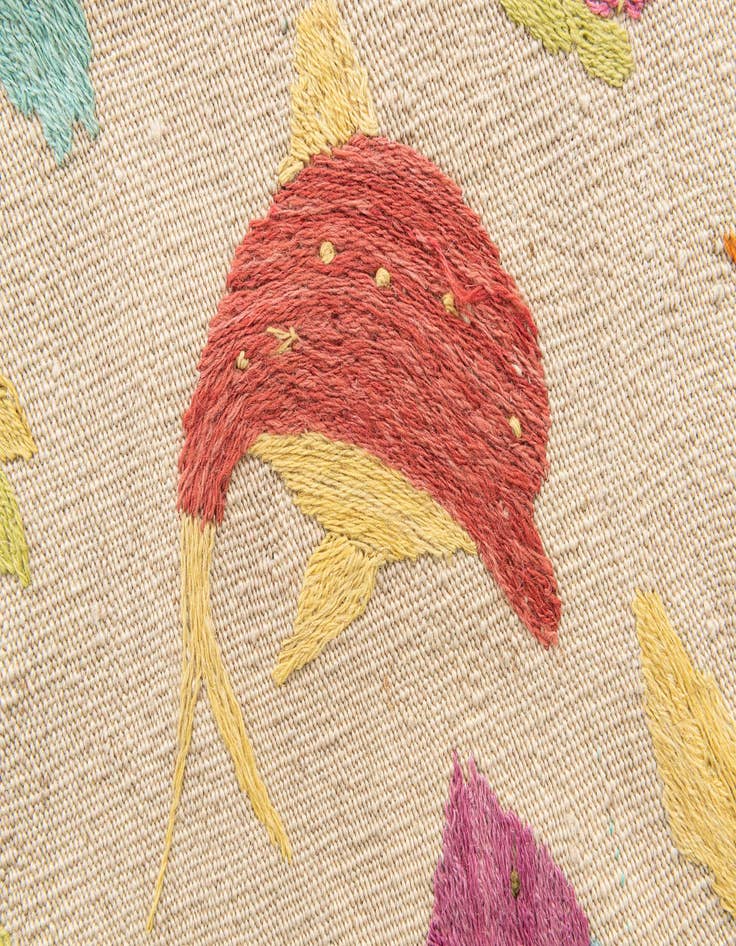 Detail image of  4' x 5' 7  Hand Woven Kilim Suzani Wool Rug