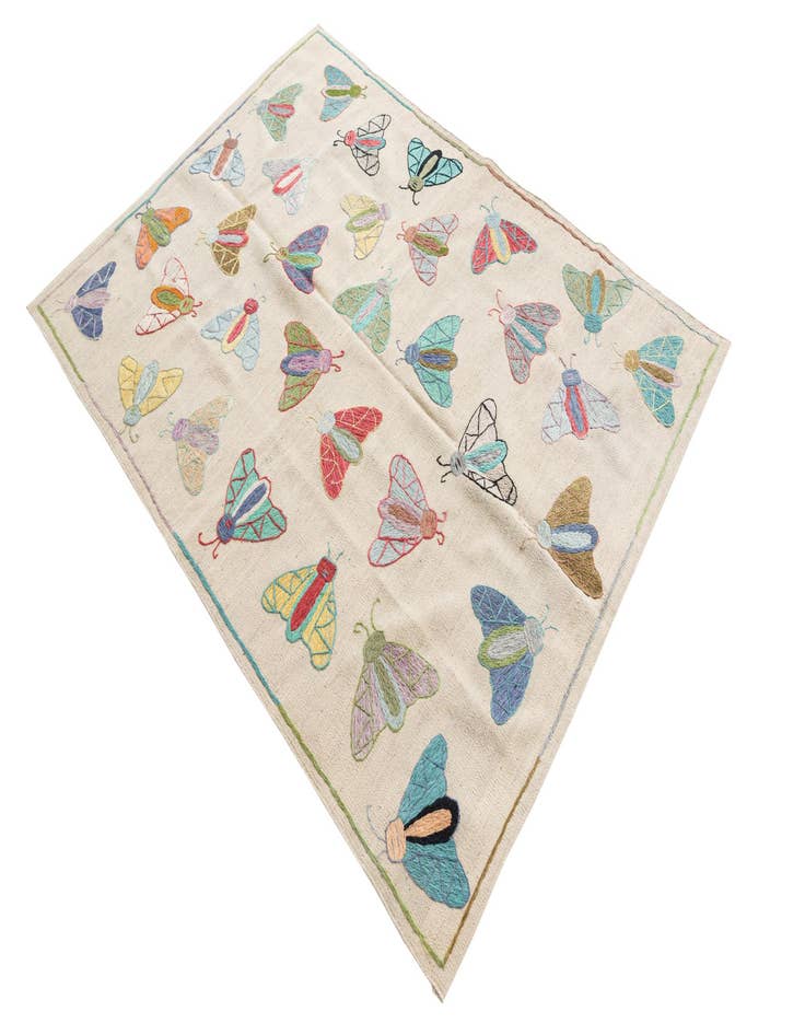 Detail image of  4' 2 x 5' 9  Hand Woven Kilim Suzani Wool Rug