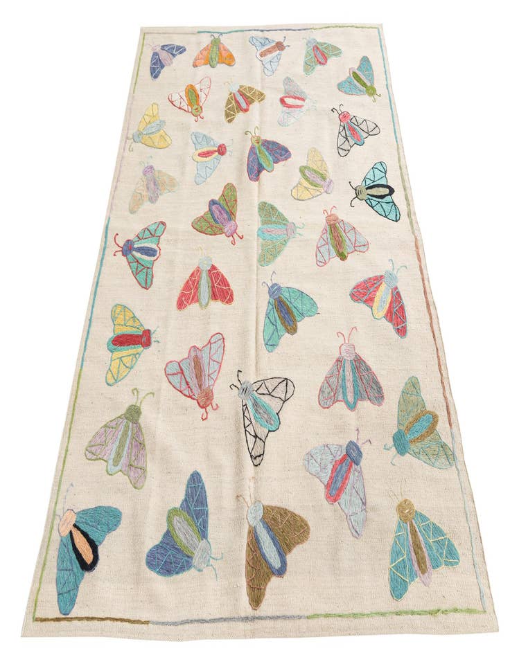 Detail image of  4' 2 x 5' 9  Hand Woven Kilim Suzani Wool Rug