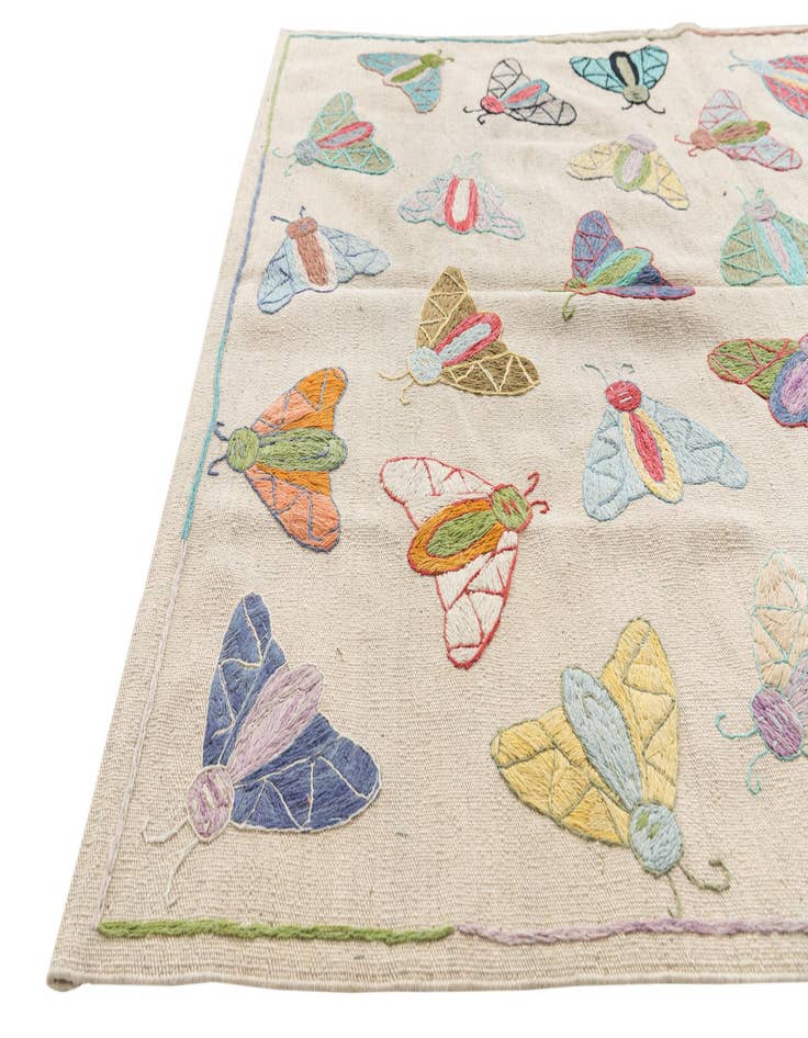 Detail image of  4' 2 x 5' 9  Hand Woven Kilim Suzani Wool Rug