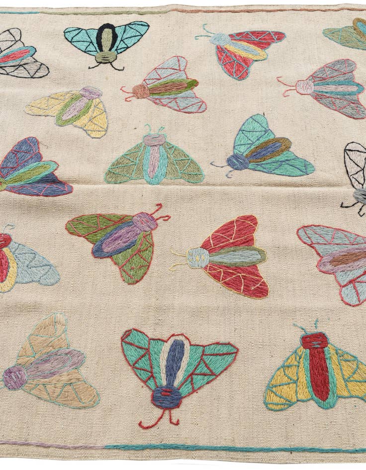 Detail image of  4' 2 x 5' 9  Hand Woven Kilim Suzani Wool Rug