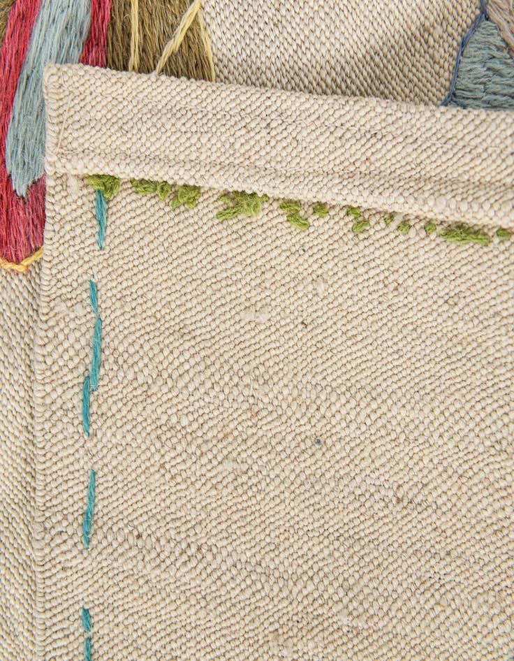 Detail image of  4' 2 x 5' 9  Hand Woven Kilim Suzani Wool Rug