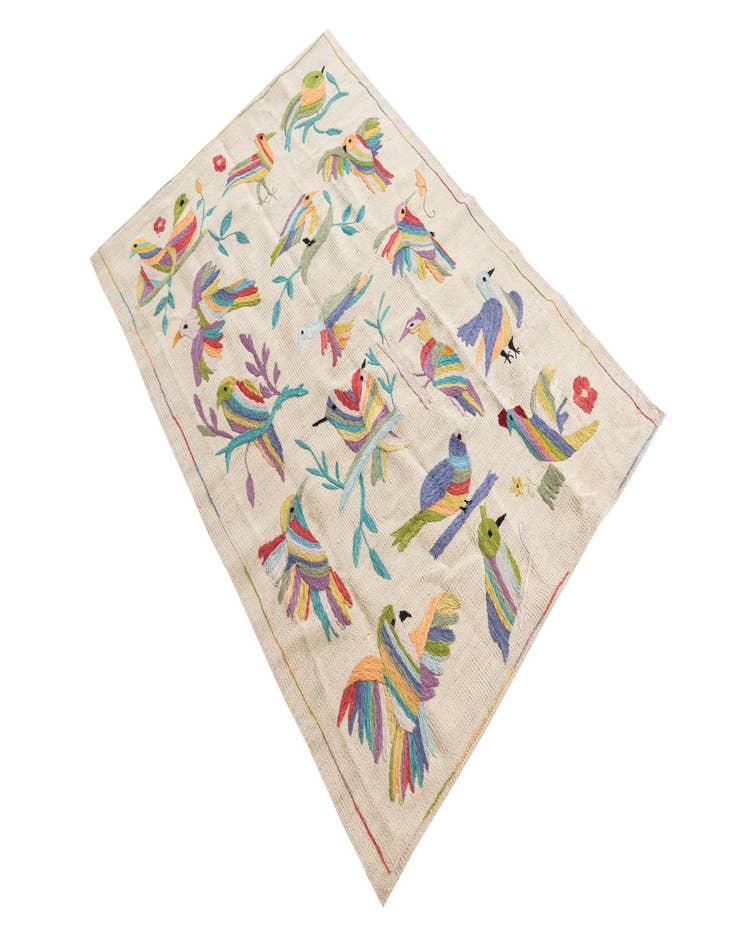 Detail image of  3' 2 x 4' 7  Hand Woven Kilim Suzani Wool Rug