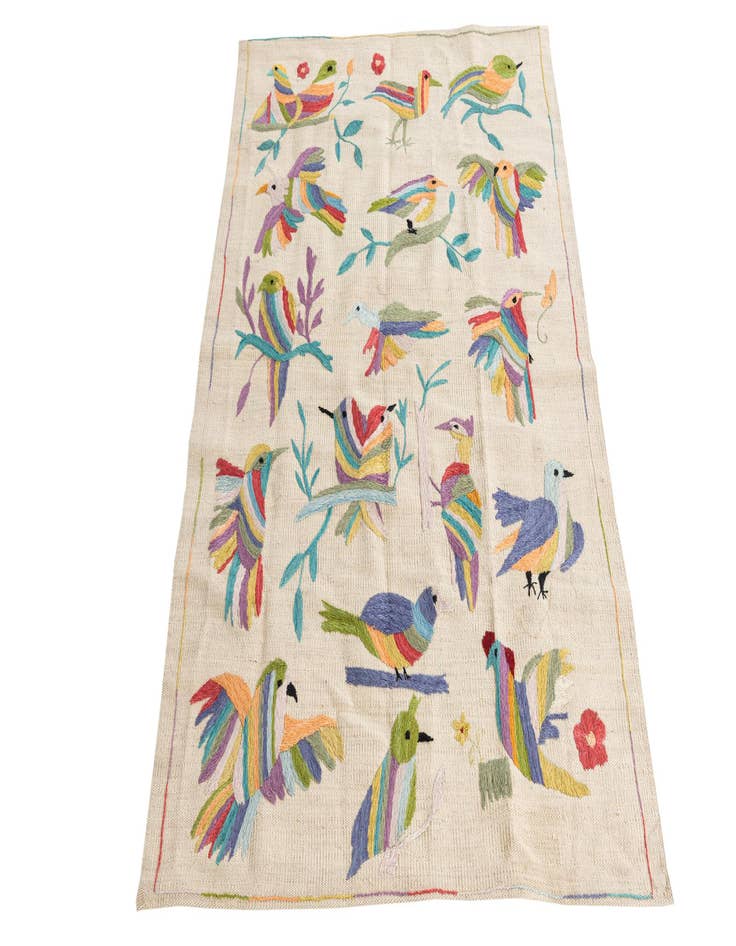 Detail image of  3' 2 x 4' 7  Hand Woven Kilim Suzani Wool Rug