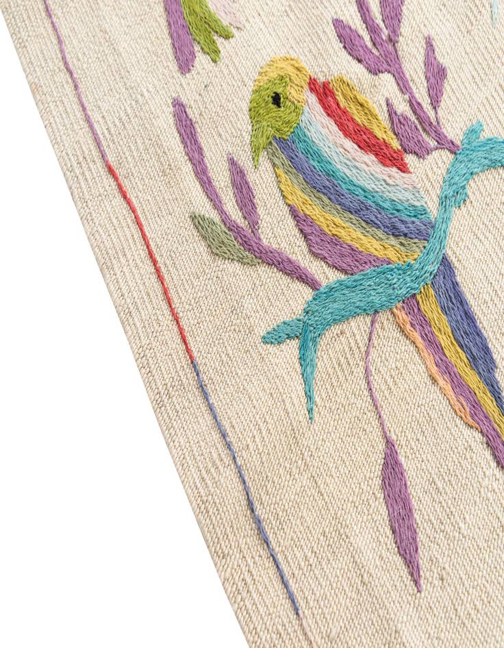 Detail image of  3' 2 x 4' 7  Hand Woven Kilim Suzani Wool Rug