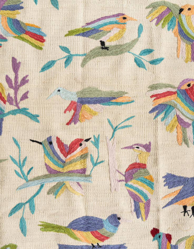 Detail image of  3' 2 x 4' 7  Hand Woven Kilim Suzani Wool Rug