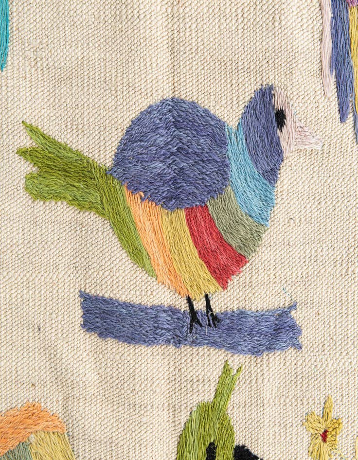 Detail image of  3' 2 x 4' 7  Hand Woven Kilim Suzani Wool Rug