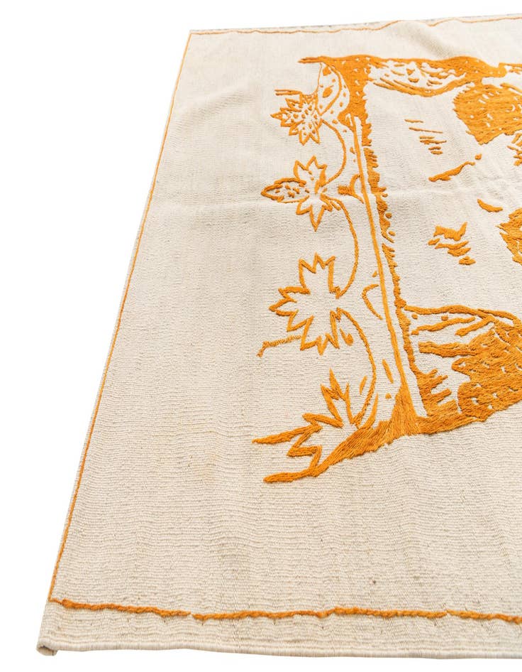 Detail image of  4' 3 x 5' 8  Hand Woven Kilim Suzani Wool Rug