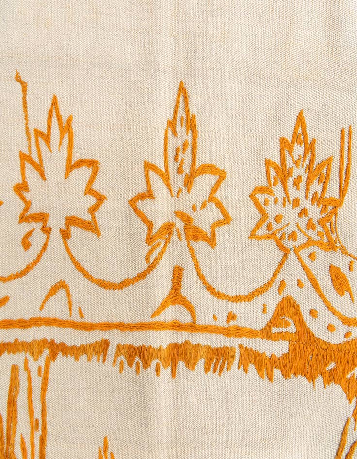 Detail image of  4' 3 x 5' 8  Hand Woven Kilim Suzani Wool Rug