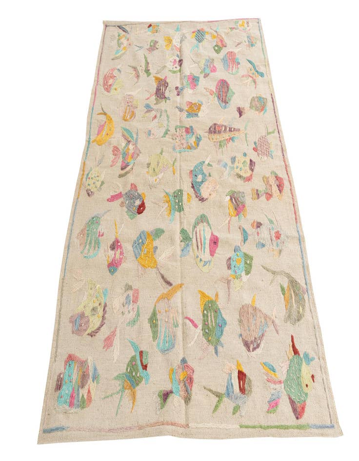 Detail image of  4' x 5' 8  Hand Woven Kilim Suzani Wool Rug