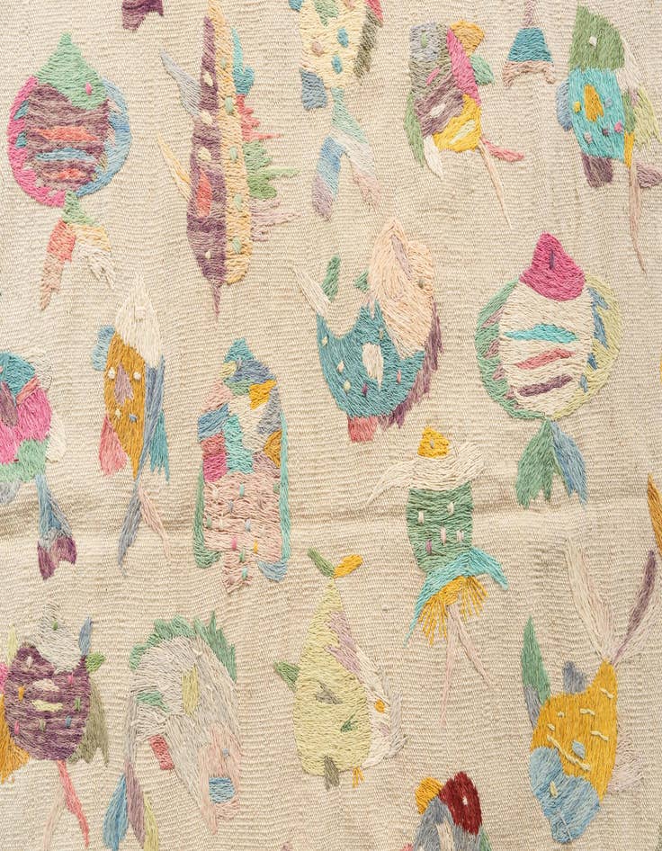 Detail image of  4' x 5' 8  Hand Woven Kilim Suzani Wool Rug