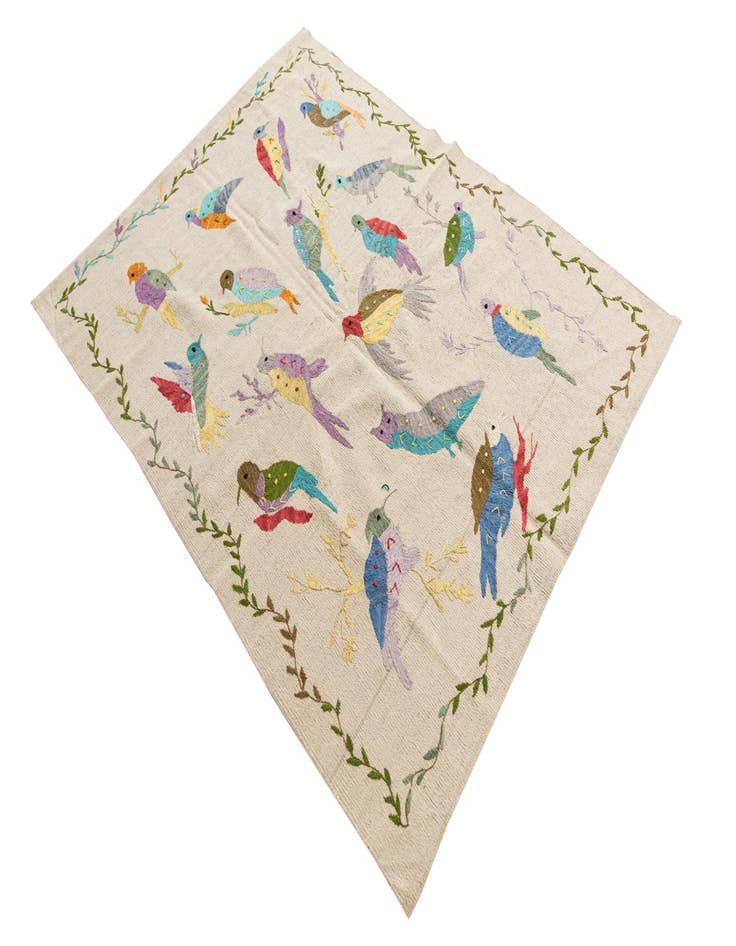 Detail image of  4' 2 x 5' 6  Hand Woven Kilim Suzani Wool Rug