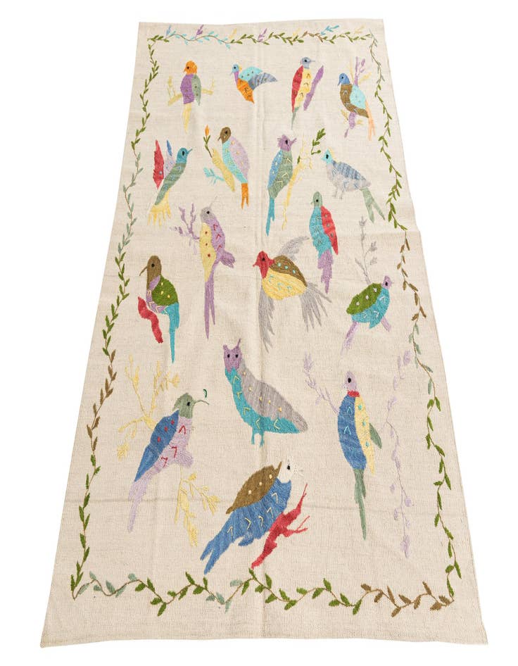 Detail image of  4' 2 x 5' 6  Hand Woven Kilim Suzani Wool Rug