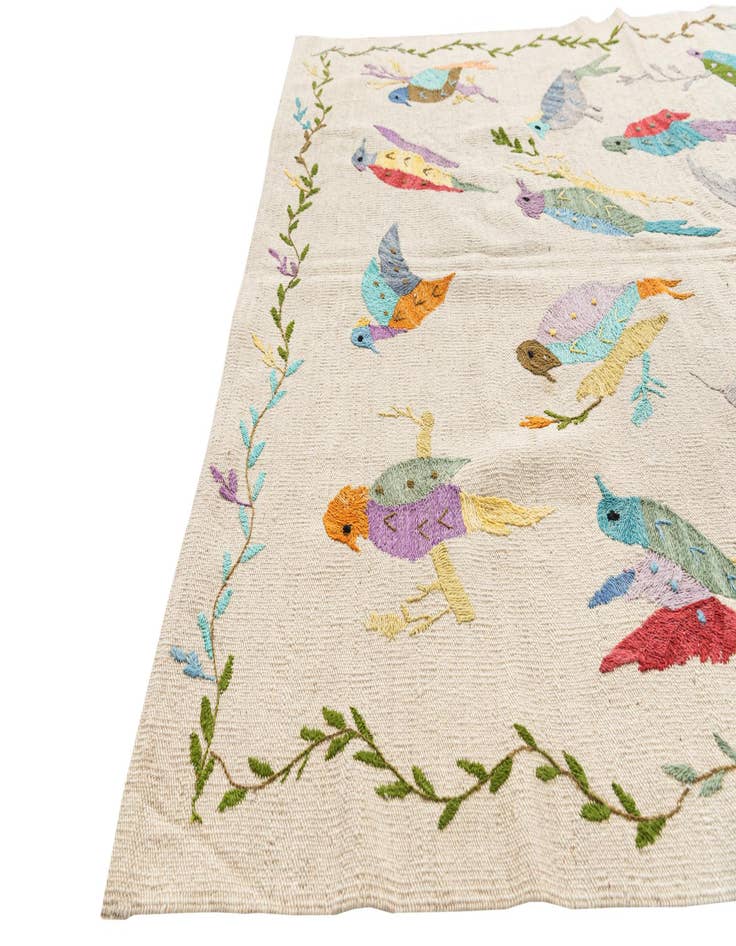 Detail image of  4' 2 x 5' 6  Hand Woven Kilim Suzani Wool Rug