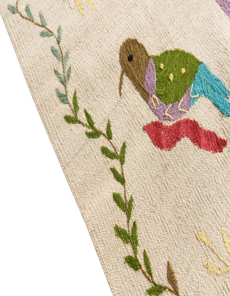 Detail image of  4' 2 x 5' 6  Hand Woven Kilim Suzani Wool Rug