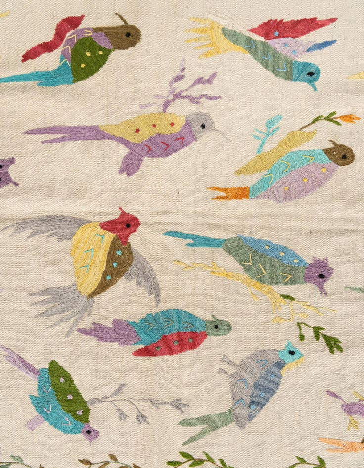 Detail image of  4' 2 x 5' 6  Hand Woven Kilim Suzani Wool Rug