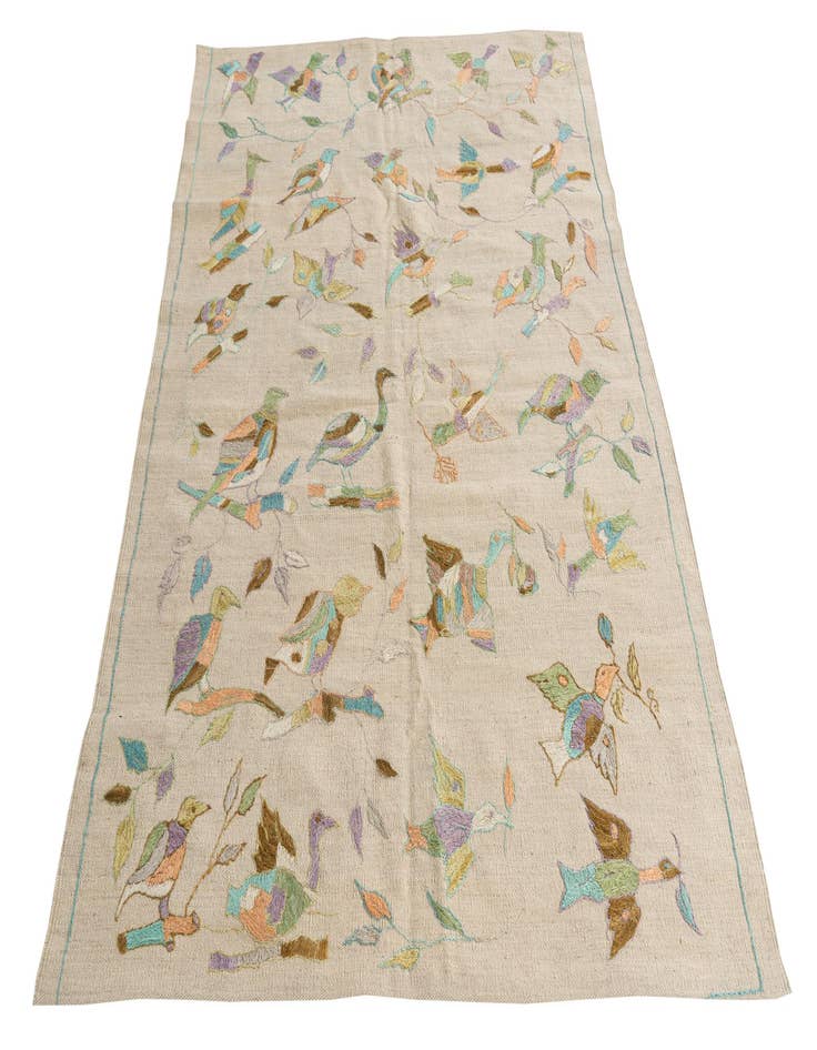 Detail image of  4' 2 x 5' 8  Hand Woven Kilim Suzani Wool Rug