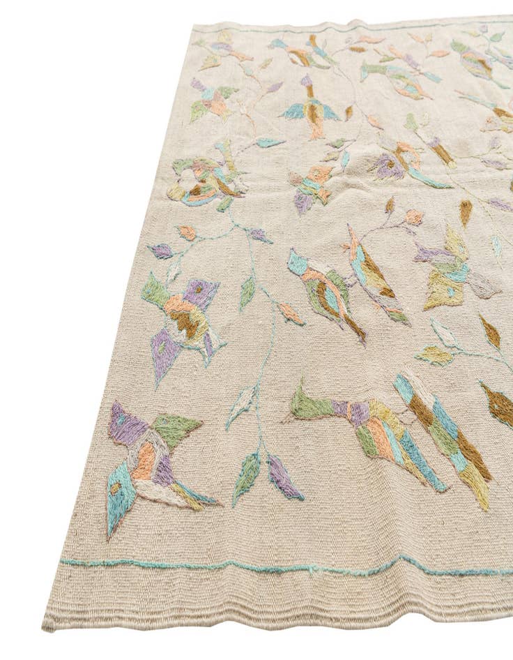 Detail image of  4' 2 x 5' 8  Hand Woven Kilim Suzani Wool Rug