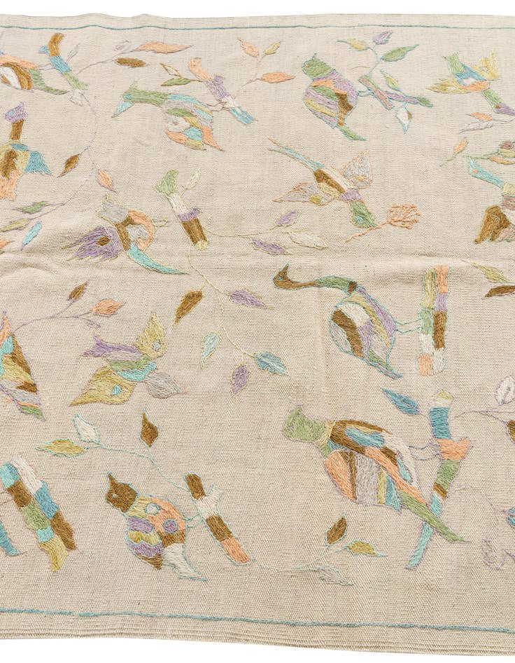 Detail image of  4' 2 x 5' 8  Hand Woven Kilim Suzani Wool Rug