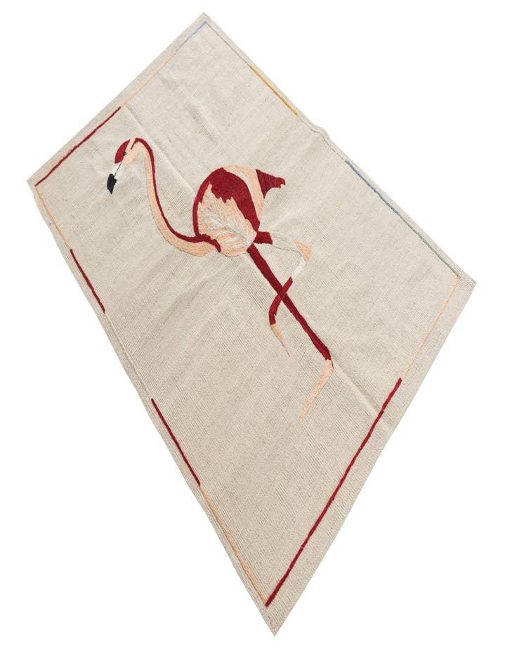 Detail image of  3' 2 x 4' 9  Hand Woven Kilim Suzani Wool Rug