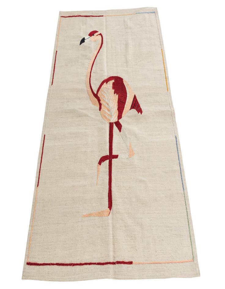 Detail image of  3' 2 x 4' 9  Hand Woven Kilim Suzani Wool Rug