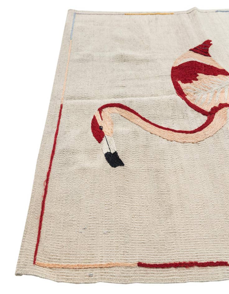 Detail image of  3' 2 x 4' 9  Hand Woven Kilim Suzani Wool Rug