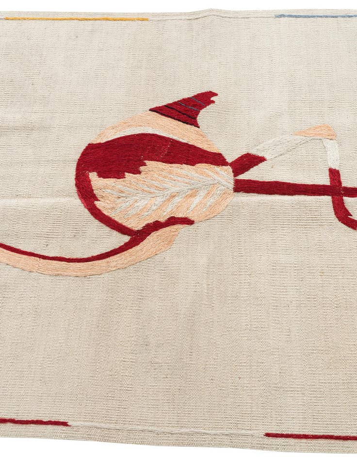 Detail image of  3' 2 x 4' 9  Hand Woven Kilim Suzani Wool Rug