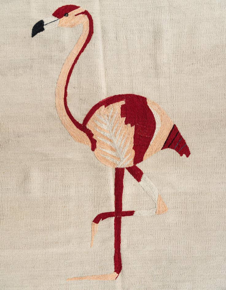 Detail image of  3' 2 x 4' 9  Hand Woven Kilim Suzani Wool Rug