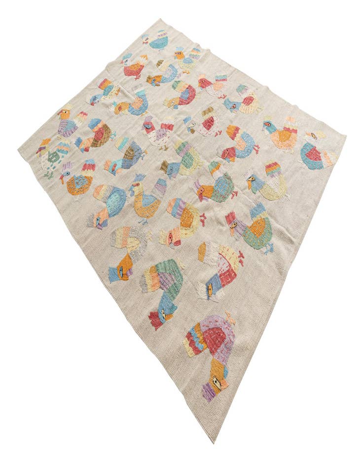 Detail image of  5' x 6' 2  Hand Woven Kilim Suzani Wool Rug