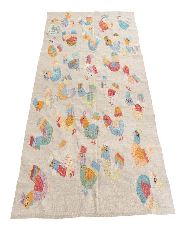 Detail image of  5' x 6' 2  Hand Woven Kilim Suzani Wool Rug