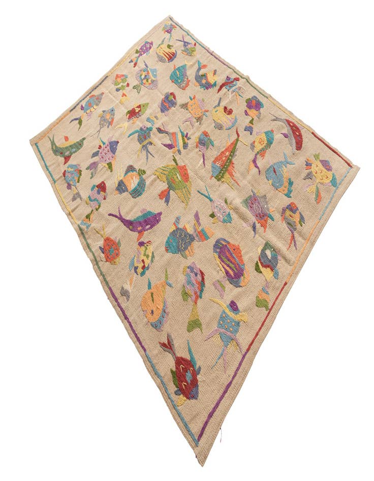 Detail image of  4' 4 x 5' 6  Hand Woven Kilim Suzani Wool Rug