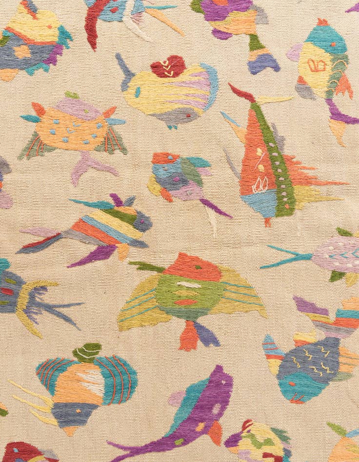 Detail image of  4' 4 x 5' 6  Hand Woven Kilim Suzani Wool Rug