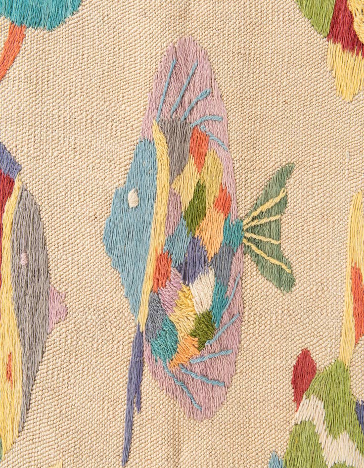Detail image of  4' 4 x 5' 6  Hand Woven Kilim Suzani Wool Rug