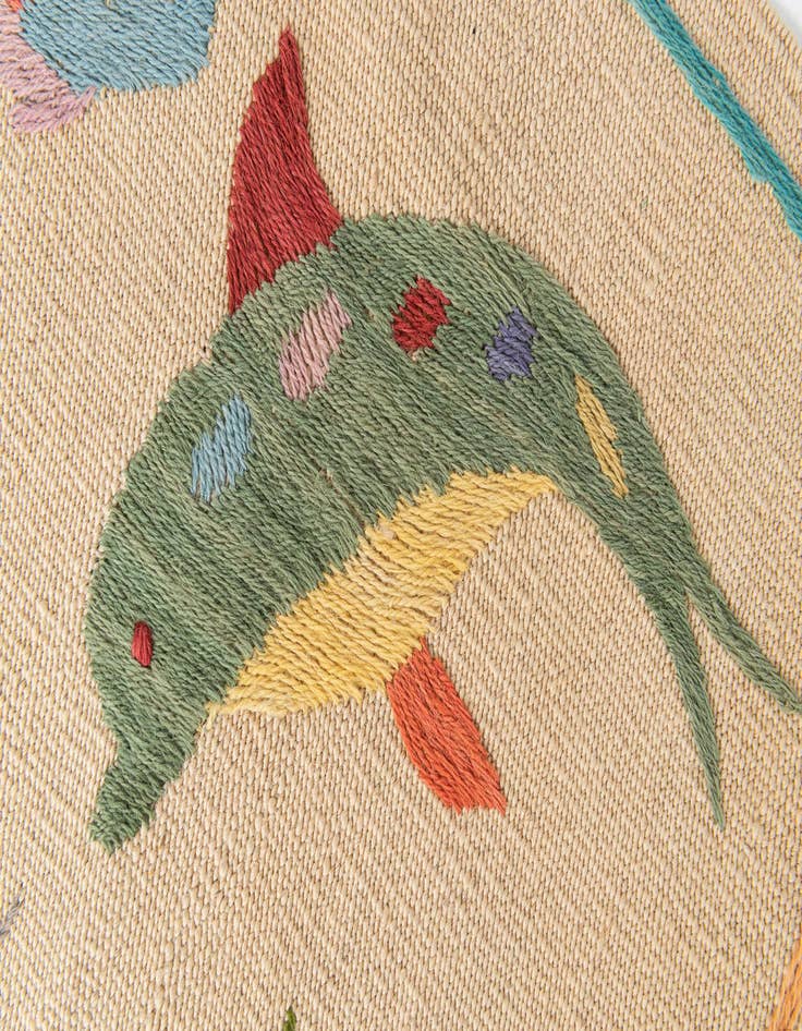 Detail image of  4' 4 x 5' 6  Hand Woven Kilim Suzani Wool Rug