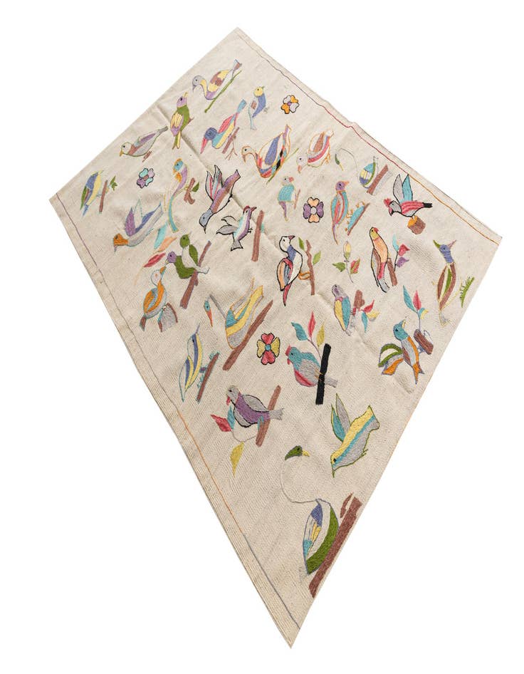 Detail image of  4' 3 x 5' 9  Hand Woven Kilim Suzani Wool Rug