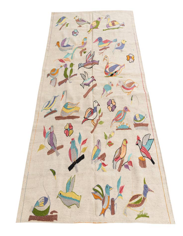 Detail image of  4' 3 x 5' 9  Hand Woven Kilim Suzani Wool Rug