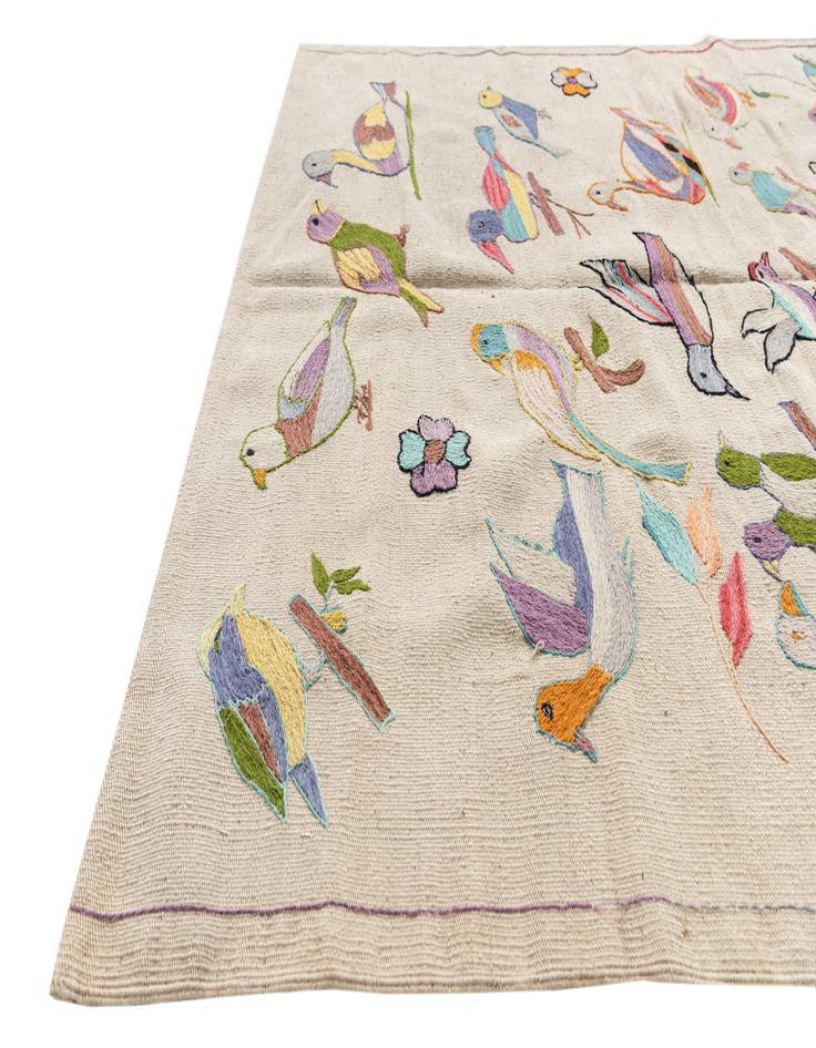 Detail image of  4' 3 x 5' 9  Hand Woven Kilim Suzani Wool Rug