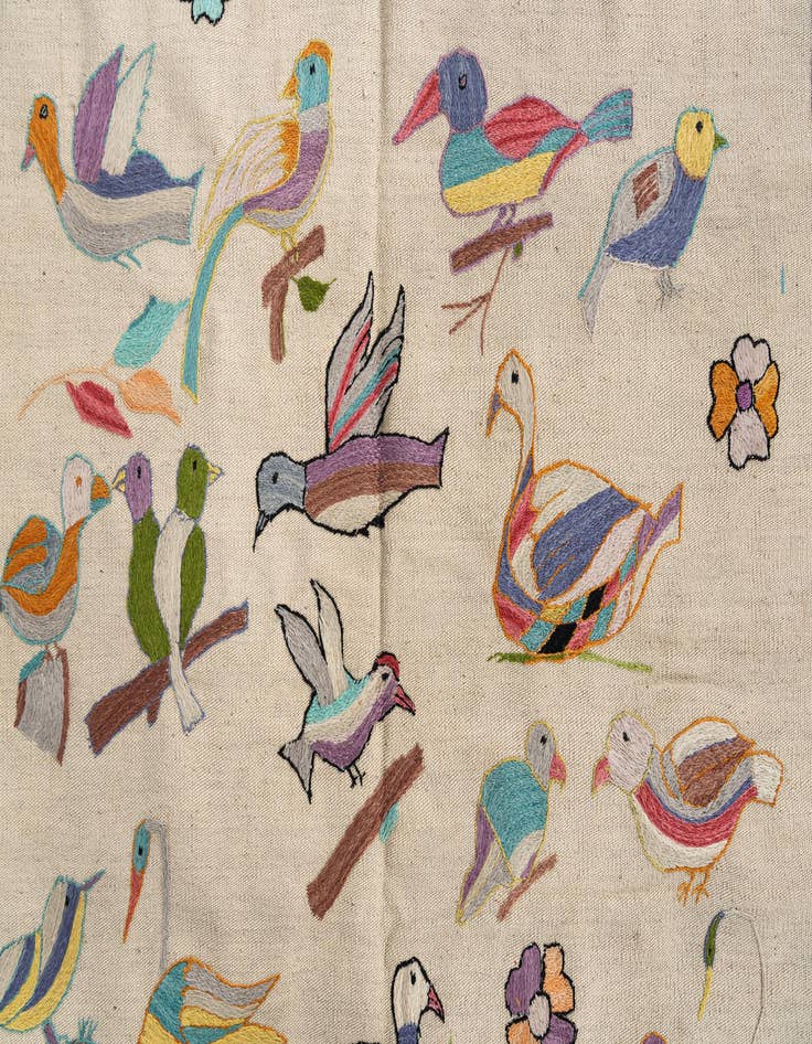 Detail image of  4' 3 x 5' 9  Hand Woven Kilim Suzani Wool Rug