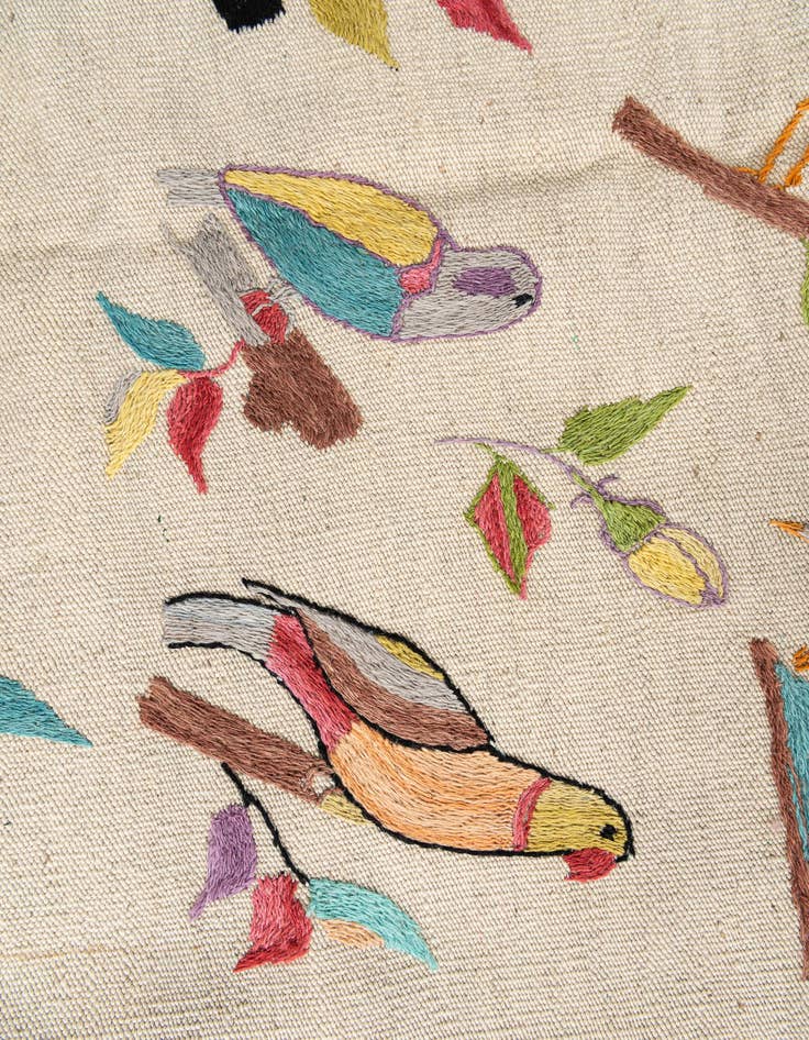 Detail image of  4' 3 x 5' 9  Hand Woven Kilim Suzani Wool Rug