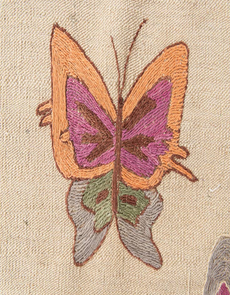 Detail image of  4' 3 x 5' 7  Hand Woven Kilim Suzani Wool Rug