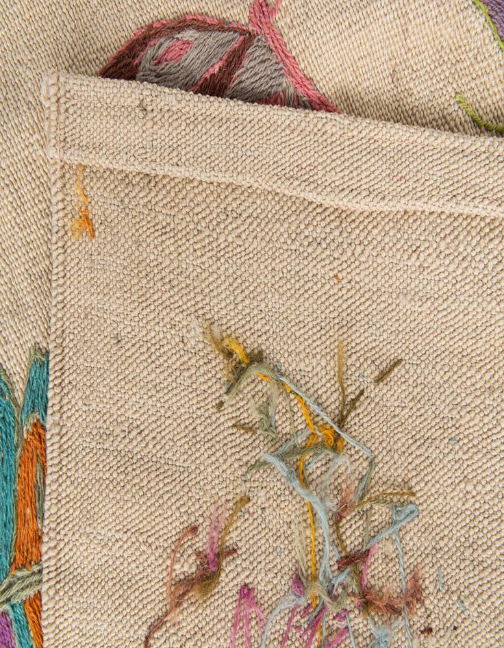 Detail image of  4' 3 x 5' 7  Hand Woven Kilim Suzani Wool Rug