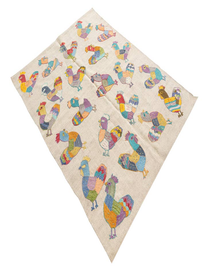 Detail image of  4' 2 x 5' 5  Hand Woven Kilim Suzani Wool Rug