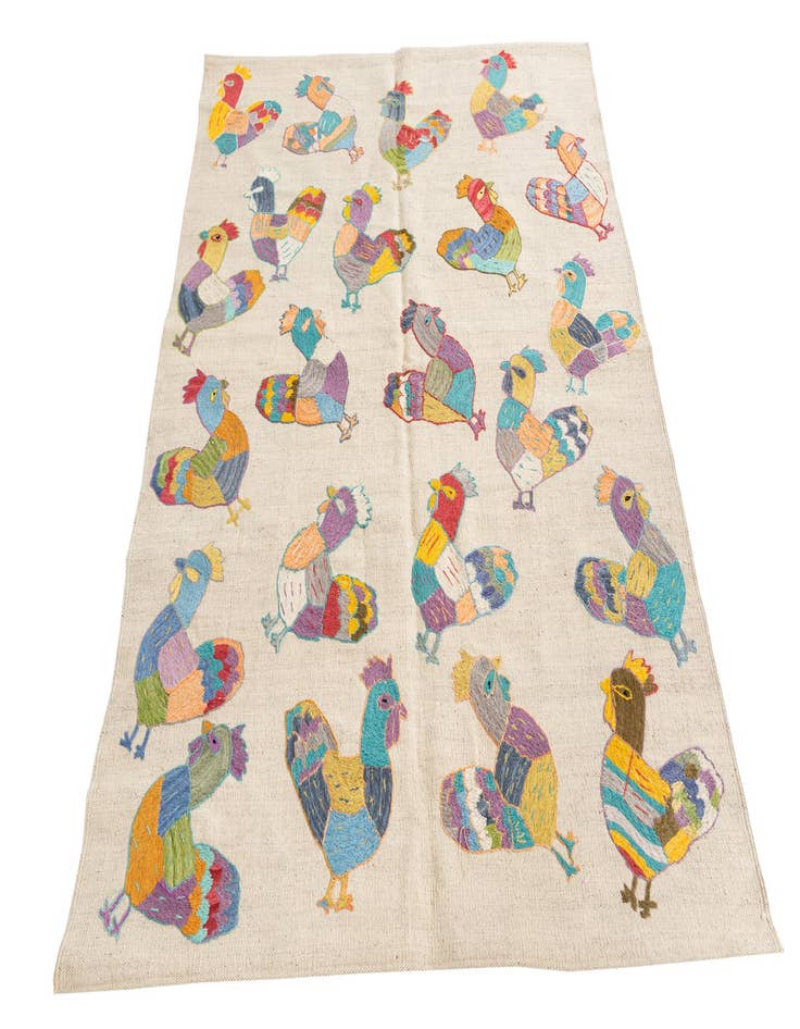 Detail image of  4' 2 x 5' 5  Hand Woven Kilim Suzani Wool Rug