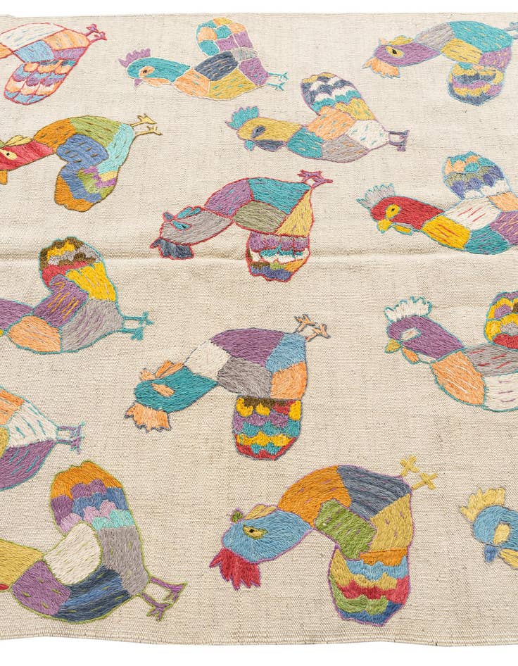 Detail image of  4' 2 x 5' 5  Hand Woven Kilim Suzani Wool Rug