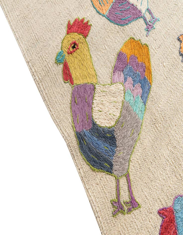 Detail image of  4' 2 x 5' 5  Hand Woven Kilim Suzani Wool Rug