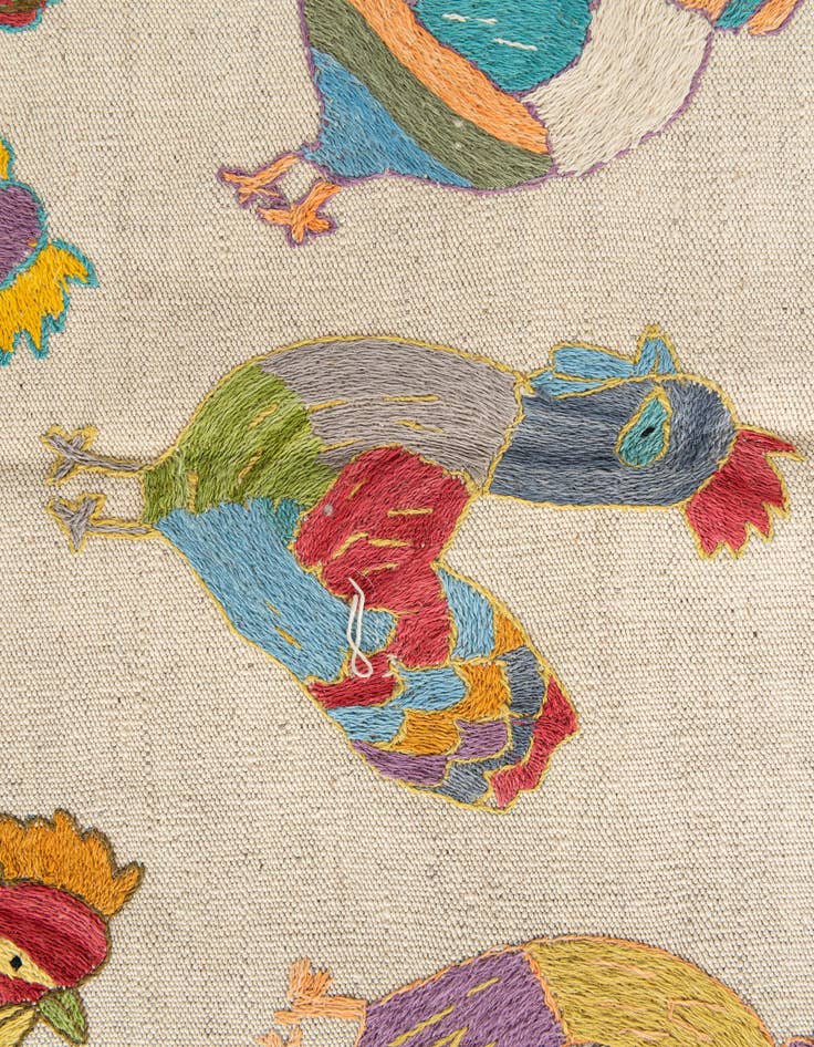 Detail image of  4' 2 x 5' 5  Hand Woven Kilim Suzani Wool Rug