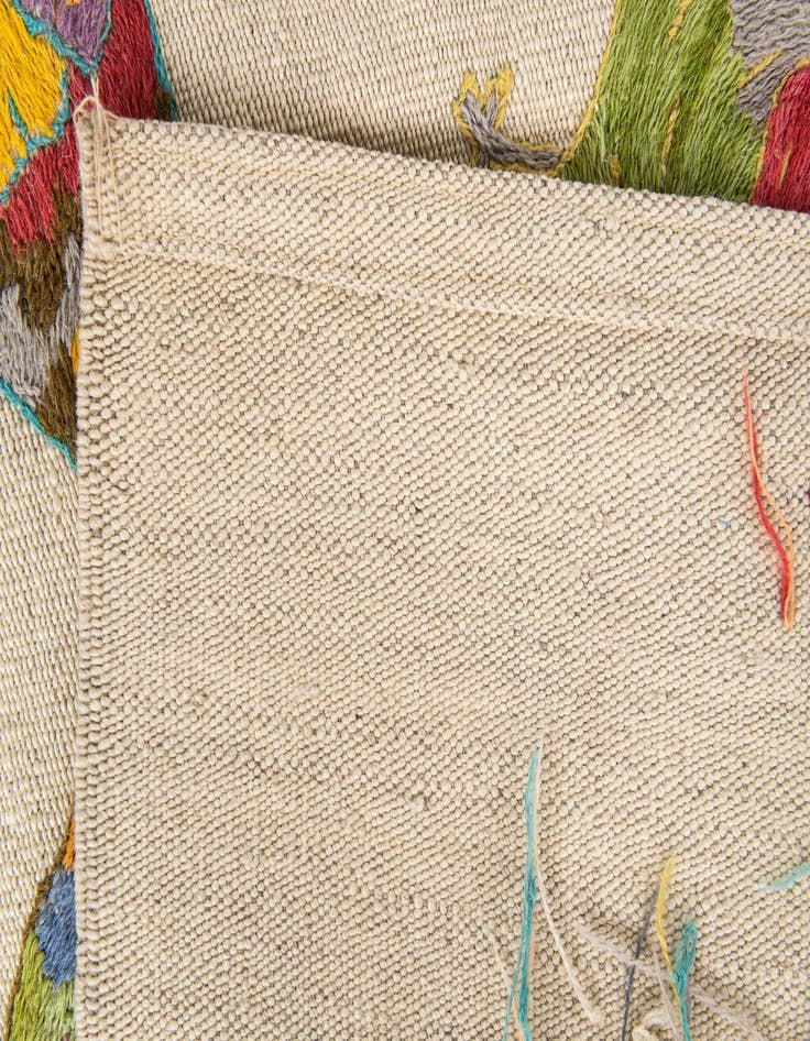 Detail image of  4' 2 x 5' 5  Hand Woven Kilim Suzani Wool Rug