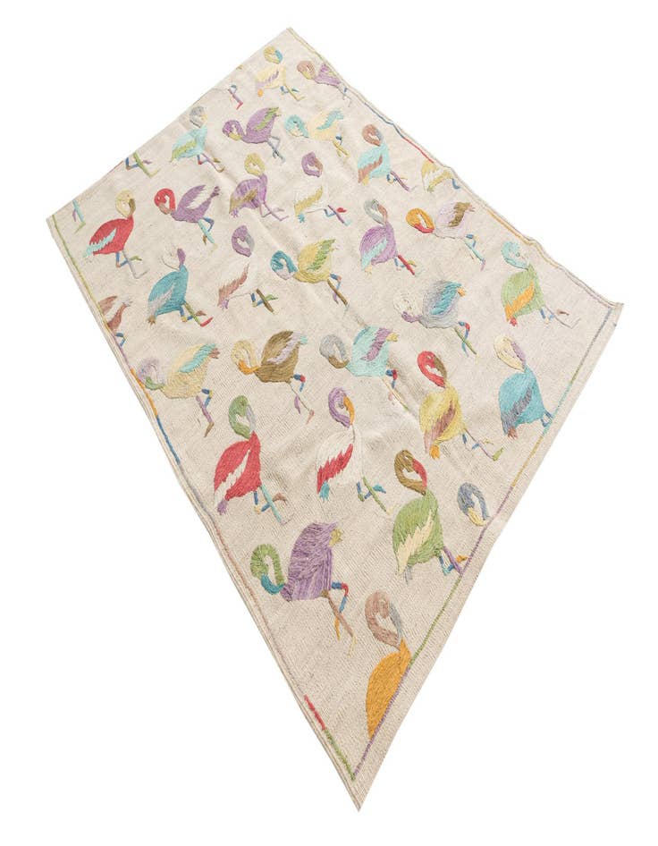 Detail image of  4' 2 x 5' 8  Hand Woven Kilim Suzani Wool Rug