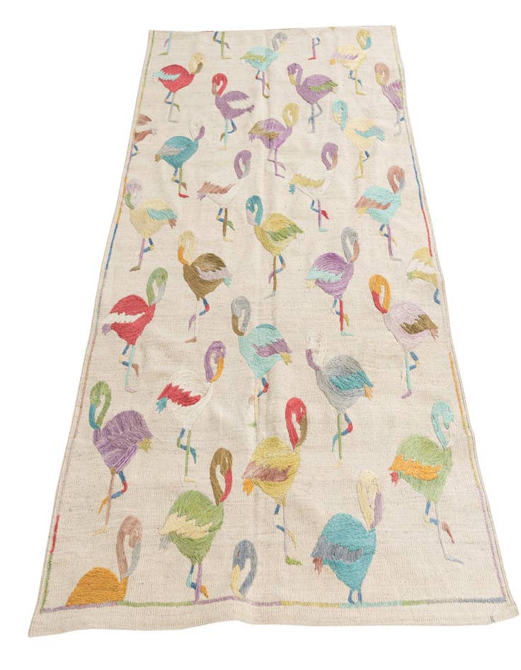 Detail image of  4' 2 x 5' 8  Hand Woven Kilim Suzani Wool Rug