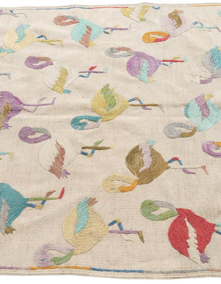 Detail image of  4' 2 x 5' 8  Hand Woven Kilim Suzani Wool Rug